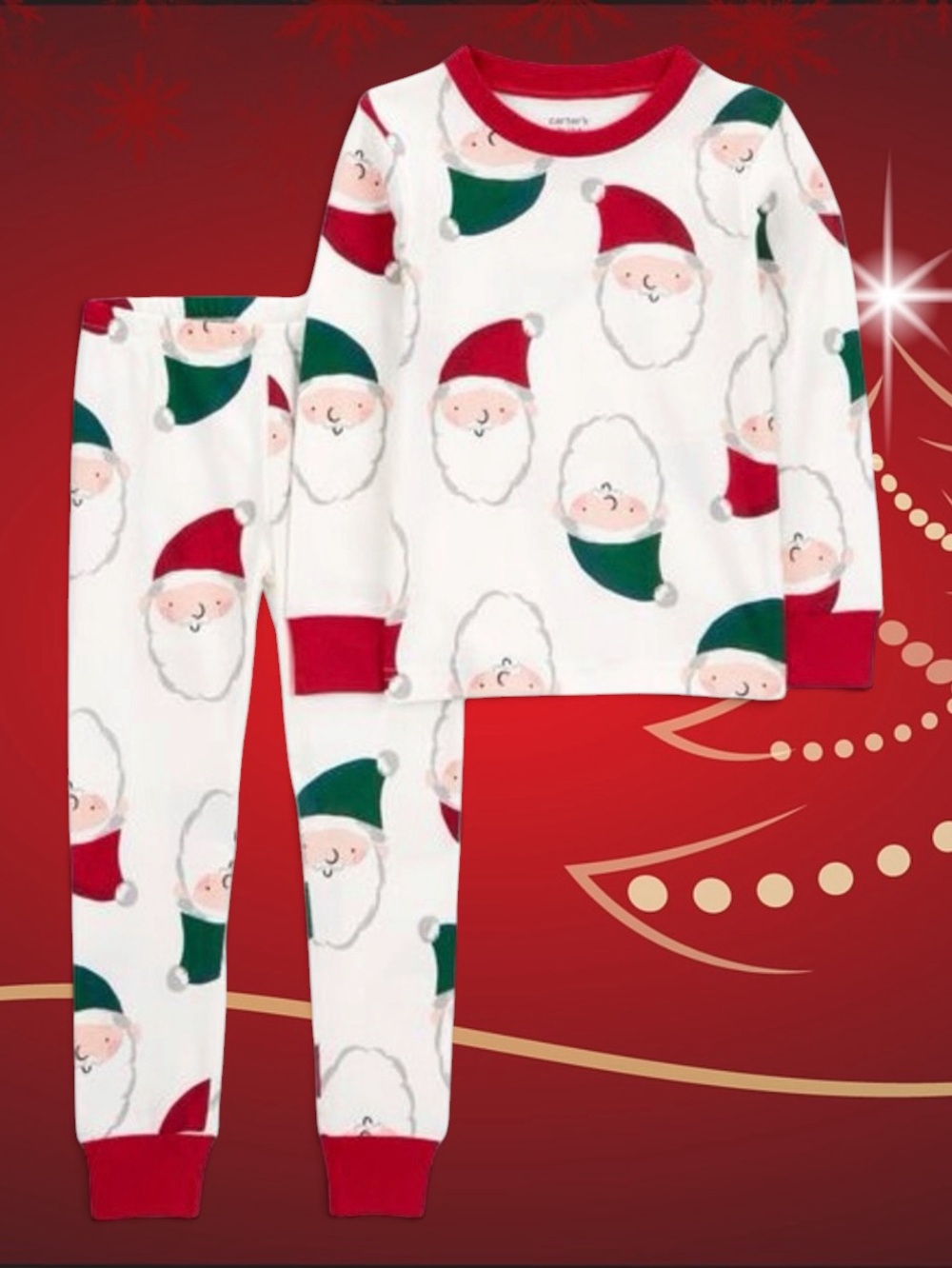 NWOT Carter's 2-Piece Santa Snug Fit Cotton Pajamas Set Size 3T